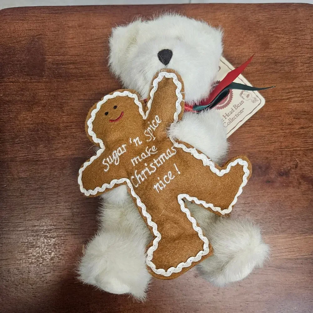 NWT Vintage Boyds Bear Gingerbread Plush Ginger White Jointed Christmas Teddy 8
